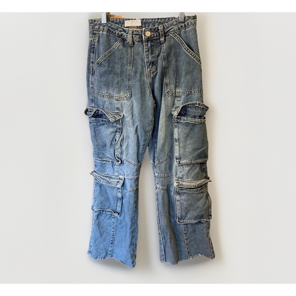 Sweethearts Perfect Denim Jean Cargo Utility Pants Size Women's 3/26 Raw Hem